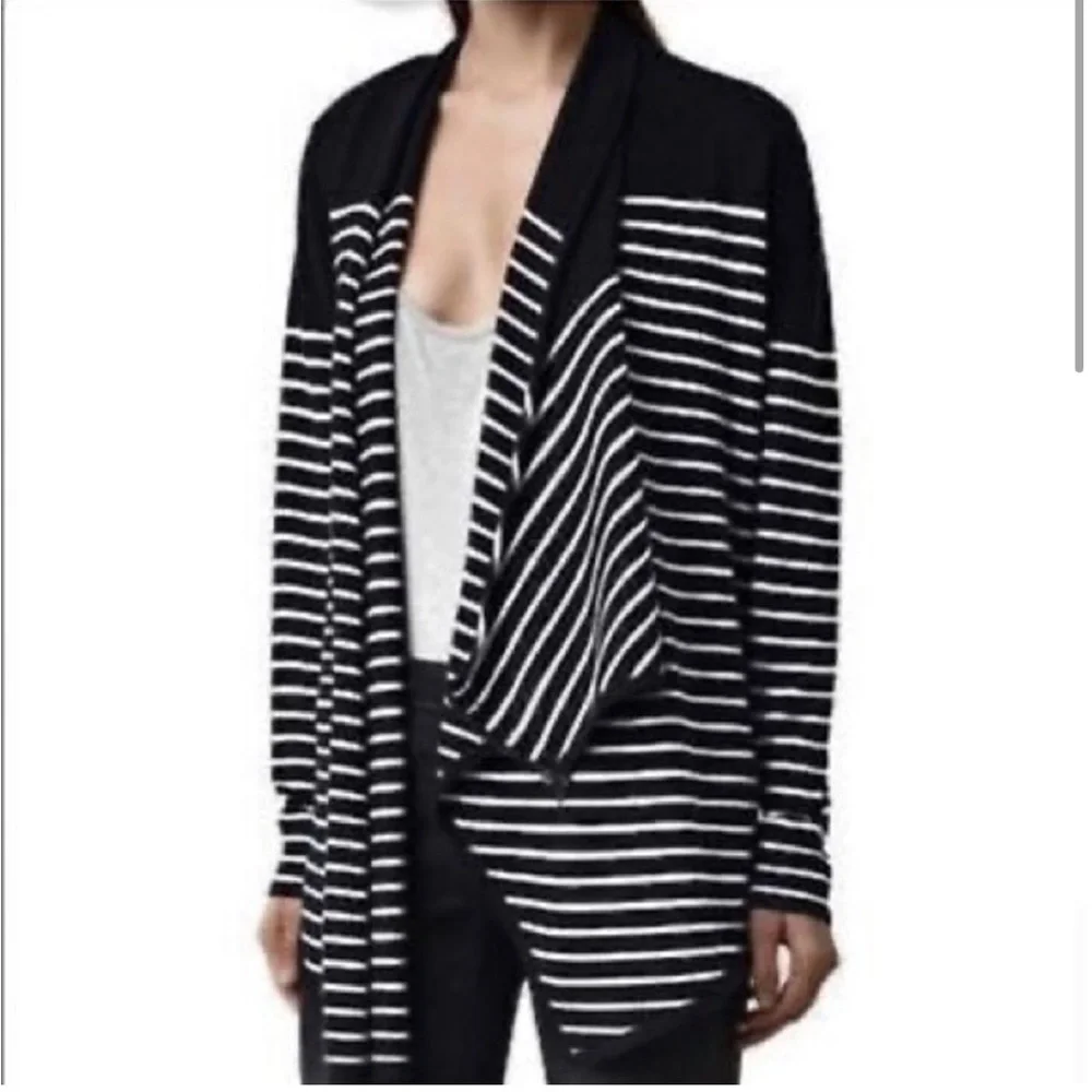 All Saints Drina Wool Striped Sweater Cardigan